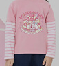 巴布豆女童長(cháng)袖t恤寶寶衣服純棉A類(lèi)可愛(ài)假兩件套袖秋裝上衣 粉 110 曬單實(shí)拍圖