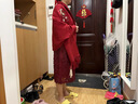 恒源祥旗袍披肩帶袖女士洋氣外搭秋冬喜婆婆婚禮流蘇斗篷式羊毛絨外搭 媽媽圍巾純大紅-禮物-禮盒裝 曬單實(shí)拍圖