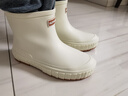 思梅時(shí)尚日系雨鞋女士外穿短筒雨靴戶(hù)外工作防水防滑鞋膠鞋平底套頭鞋 【時(shí)尚女款】防滑防水雨鞋 37 碼【配鞋墊，標準尺碼】白色 曬單實(shí)拍圖