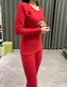 貓人（MiiOW）貓人本命年保暖內套女士2025蛇年結婚大紅色秋秋褲男款冬季 男(鵝絨蠶絲套裝x1) 女/M【體重80-100斤】 曬單實(shí)拍圖
