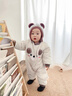 班喜迪嬰兒衣服秋冬裝嬰幼兒連體衣加絨夾棉男寶寶哈衣冬季超萌外出爬服 米色 80cm 曬單實(shí)拍圖