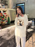 真維斯（JEANSWEST）米色內搭長(cháng)袖t恤女2025新款春秋打底衫復古漫畫(huà)風(fēng)純棉上衣女生 曬單實(shí)拍圖
