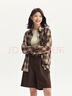森馬（Semir）長(zhǎng)袖襯衫女中長(zhǎng)款慵懶寬松落肩秋季chic復(fù)古格紋襯衣101524105004 曬單實(shí)拍圖