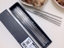 雙槍316L不銹鋼筷子防滑不發(fā)霉食品級家用酒店餐具 福字圓筷10雙裝 曬單實(shí)拍圖