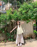 沐霓 裙子半身裙 女夏秋2025新款韓系碎花高腰顯瘦中長(cháng)款a字裙子 法式小清新半身裙【裙長(cháng)約85】 均碼 曬單實(shí)拍圖
