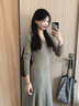 蘇雨薇小香風(fēng)灰色V領(lǐng)針織連衣裙女秋季氣質(zhì)絕美收腰A字內搭打底毛衣長(cháng)裙 炭灰色【關(guān)注店鋪-送運費險】 S （80-95斤） 曬單實(shí)拍圖