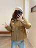 尚靜加厚保暖大毛領(lǐng)外套女2025冬季新款寬松高級感短款派克服加絨上衣 卡其色 M 曬單實(shí)拍圖