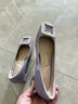 蹀愫（TIGRISSO）【有錢(qián)鉆】氣質(zhì)水鉆粗跟通勤百搭宴會(huì )淺口單鞋女TA62523-11 深灰紫色牛漆皮革 37 曬單實(shí)拍圖