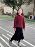 moonkids紅色毛衣女童2025新年衣服兒童拜年服喜慶冬裝加厚毛衣套裝秋冬季 19741紅色 130 130cm 曬單實(shí)拍圖