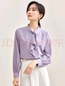 尚都比拉優(yōu)雅氣質(zhì)輕熟時(shí)尚飄帶領(lǐng)襯衫女長(cháng)袖雪紡衫通勤百搭上衣 紫色 XL  曬單實(shí)拍圖