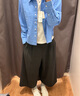 優(yōu)衣庫女裝打褶裙褲/高腰休閑褲褲子479698 08 深灰色 L /160/72A 曬單實(shí)拍圖
