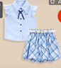 IEFMINI【愛(ài)依服童裝】2025夏季新款韓版學(xué)院風(fēng)時(shí)尚女童上下套裙 藍 160 曬單實(shí)拍圖