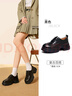 駱駝（CAMEL）小皮鞋女百搭學(xué)院風(fēng)厚底休閑深口鞋 L25A504076 黑色  37  曬單實(shí)拍圖
