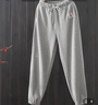 TZXT潮牌刺繡純棉休閑褲女士運動(dòng)褲秋冬新款加絨加厚束腳衛褲直筒褲子 灰色 常規 春夏款 L 【建議105斤-122斤】 曬單實(shí)拍圖