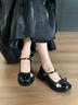 梵昇昱新年瑪麗珍小皮鞋2025秋季暗黑少女愛(ài)心蝴蝶結圓頭JK粗跟增高顯瘦 愛(ài)心瑪麗珍鞋  【黑色】 38 偏小碼 曬單實(shí)拍圖
