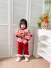 班喜迪女童漢服套裝冬裝寶寶周歲禮服兒童中國風(fēng)唐裝夾棉嬰兒衣服秋冬季 紅色 90 曬單實(shí)拍圖