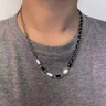TULM黑白拼接仿寶石項(xiàng)鏈男鈦鋼百搭痞帥男潮小眾輕奢情人節(jié)禮物送男友 黑白拼接仿寶石項(xiàng)鏈L2087 曬單實(shí)拍圖