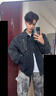 主意范（ZHUYIFAN）高街工裝PU皮衣外套男春秋胖子大碼休閑情侶棒球服潮牌飛行員夾克 J5219黑色 XL 125-145斤 曬單實(shí)拍圖