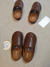 優(yōu)調靜音棉拖鞋女輕奢時(shí)尚居家地板防滑高級感皮拖鞋秋冬 可可棕38-39 曬單實(shí)拍圖
