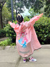 牧萌兒童雨衣帶書(shū)包位男童女童女孩加長(cháng)全身學(xué)生雨披 粉美人魚(yú) XL 曬單實(shí)拍圖