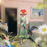 兩三事梵高文藝 滿(mǎn)園假日 2025夏季新款蕾絲拼接印花泡泡袖連衣裙 黃綠色 S 曬單實(shí)拍圖
