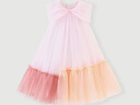 迷你巴拉網(wǎng)紗連衣裙女童撞色甜美蝴蝶結A擺無(wú)袖公主裙禮物 粉紅A61312 130 曬單實(shí)拍圖