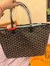 高德雅（GOYARD）女包子母包托特包Y字老花皮革單肩包小號黑色 黑色 小號 曬單實(shí)拍圖