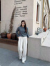 森馬（Semir）寬松打褶仿呢闊腿褲垂感2025慵懶糯米褲休閑褲女冬季109725127010 曬單實(shí)拍圖