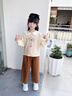 迪士尼（Disney）女童套裝春秋款2025新款洋氣兒童秋季韓系時(shí)髦女孩寶寶秋裝三件套 米色MTS0373花朵背心三件套1  110 適合身高100-110cm年齡4-5歲 曬單實(shí)拍圖