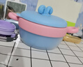 COOKSS嬰兒輔食碗恒溫注水保溫碗316不銹鋼寶寶嬰幼兒吃飯兒童餐具淺藍 曬單實(shí)拍圖
