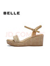 百麗（Belle）度假風(fēng)休閑涼鞋女商場(chǎng)同款編織跛跟涼鞋D8T1DBL5 杏色 36 (230mm) 曬單實(shí)拍圖