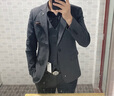 布知凡幾西服套裝男士商務(wù)正裝修身新郎結婚禮服三件套英倫風(fēng)休閑百搭西裝 深灰色 2XL 曬單實(shí)拍圖