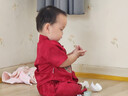 G.DUCKKIDS小黃鴨一周歲禮服男寶寶抓周衣服女嬰兒百天滿月唐裝中國風(fēng)套裝 紅色三件套 90 尺碼1~2歲【 80-90cm】 曬單實(shí)拍圖