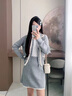 香影小香風(fēng)灰色針織套裝裙女2025冬季新款含羊毛開(kāi)衫miu系兩件套 淺灰 S 曬單實(shí)拍圖