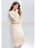 百圖（betu）女裝2025年冬季新款連衣裙拼接蕾絲雪紡氣質(zhì)簡(jiǎn)約顯瘦裙子2510T91 杏色 S 曬單實(shí)拍圖