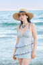 atlanticbeach2025新款爆款連體泳衣女絕美海邊度假吊帶藍(lán)色蛋糕裙式溫泉泳裝 曬單實(shí)拍圖