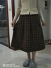 啄木鳥(niǎo)格子毛呢半身裙2024半身裙新款秋冬復古顯瘦遮肉中長(cháng)款裙子 咖色 L建議116-130斤 曬單實(shí)拍圖