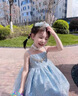 G.DUCKKIDS小黃鴨童裝愛(ài)莎公主裙女童裙子夏季冰雪奇緣艾莎禮服主持人演出服 艾莎公主裙單裙子 110 尺碼4~5歲【100-110cm】cm 曬單實(shí)拍圖