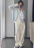妍莉芬（yanlifen）休閑褲女2025年秋裝新款藍(lán)色毛衣外套女裝秋冬套裝針織衫衣服褲子 三件套 55/60kg/L 曬單實(shí)拍圖