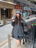 RUIQIUER針織連衣裙女秋冬季新款女裝慵懶風(fēng)寬松長(zhǎng)袖毛衣顯瘦兩件套裝裙子 灰色 S 曬單實(shí)拍圖