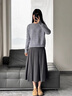 圖曼朵（tumanduo）灰色毛呢百褶半身裙女高腰加厚a字裙秋冬通勤面試中長(cháng)高級感半裙 灰色 S 推薦97-105斤可穿 曬單實(shí)拍圖