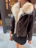 她芙（tafu）品牌女裝狐貍毛皮草外套女2025冬季新款年輕款鵝絨內膽機車(chē)服夾克 咖色 M 曬單實(shí)拍圖