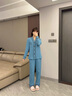 FENTENGC輕奢品牌睡衣女士高襠純棉家居服春秋款秋季長(cháng)袖薄款全棉禮盒裝 霧霾藍 L 【建議100-120斤】 曬單實(shí)拍圖