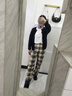 優(yōu)衣庫(kù)女裝法蘭絨松緊長(zhǎng)褲/全棉薄款直筒格子休閑褲471550 470665 471550/32深米色 XS /155/58A 曬單實(shí)拍圖