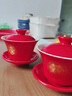 絢學(xué)結婚敬茶杯結婚改口茶杯托盤(pán)套裝紅訂婚敬酒杯婚禮敬茶杯套裝結婚 金喜敬茶杯【2個(gè)裝】+方托盤(pán) 曬單實(shí)拍圖