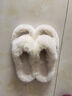 OLOEY毛毛拖鞋外穿女毛絨厚底秋冬孕婦懶人辦公室居家保暖交叉露指棉拖 【升級版米白色薄底】仙女風(fēng)時(shí)尚百搭一字棉拖 38-39 碼（適37-38腳） 曬單實(shí)拍圖