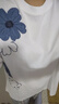 初語(yǔ)短袖T恤女2025夏季新款牛仔貼布繡花朵寬松圓領(lǐng)休閑上衣 米白色 L 曬單實(shí)拍圖