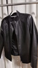啄木鳥(niǎo)2025春秋季新款海寧真皮皮衣女短款修身韓版綿羊皮夾克立領(lǐng)小外套 黑色 2XL 曬單實(shí)拍圖