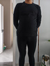 南極人男士秋衣秋褲男套裝純棉抗菌薄款保暖內(nèi)衣男打底線衣棉毛衫黑色XL 曬單實(shí)拍圖