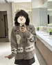 妃奧絨復(fù)古小狗提花針織開衫外套女2025秋冬新款牛角扣費爾島加厚毛衣 咖啡色 S 曬單實拍圖